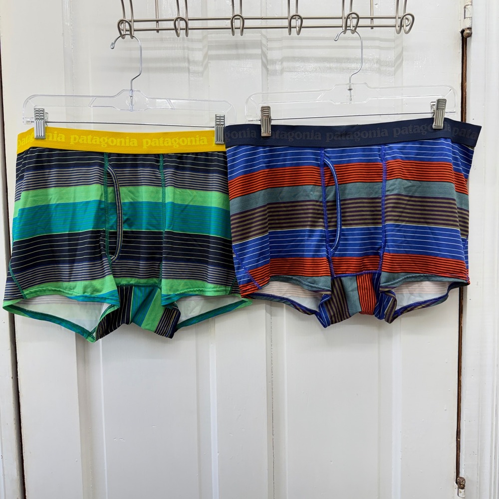 Patagonia Mens XL Daily Capilene Baselayer Boxer Briefs 2 Pair Set Striped NWOT